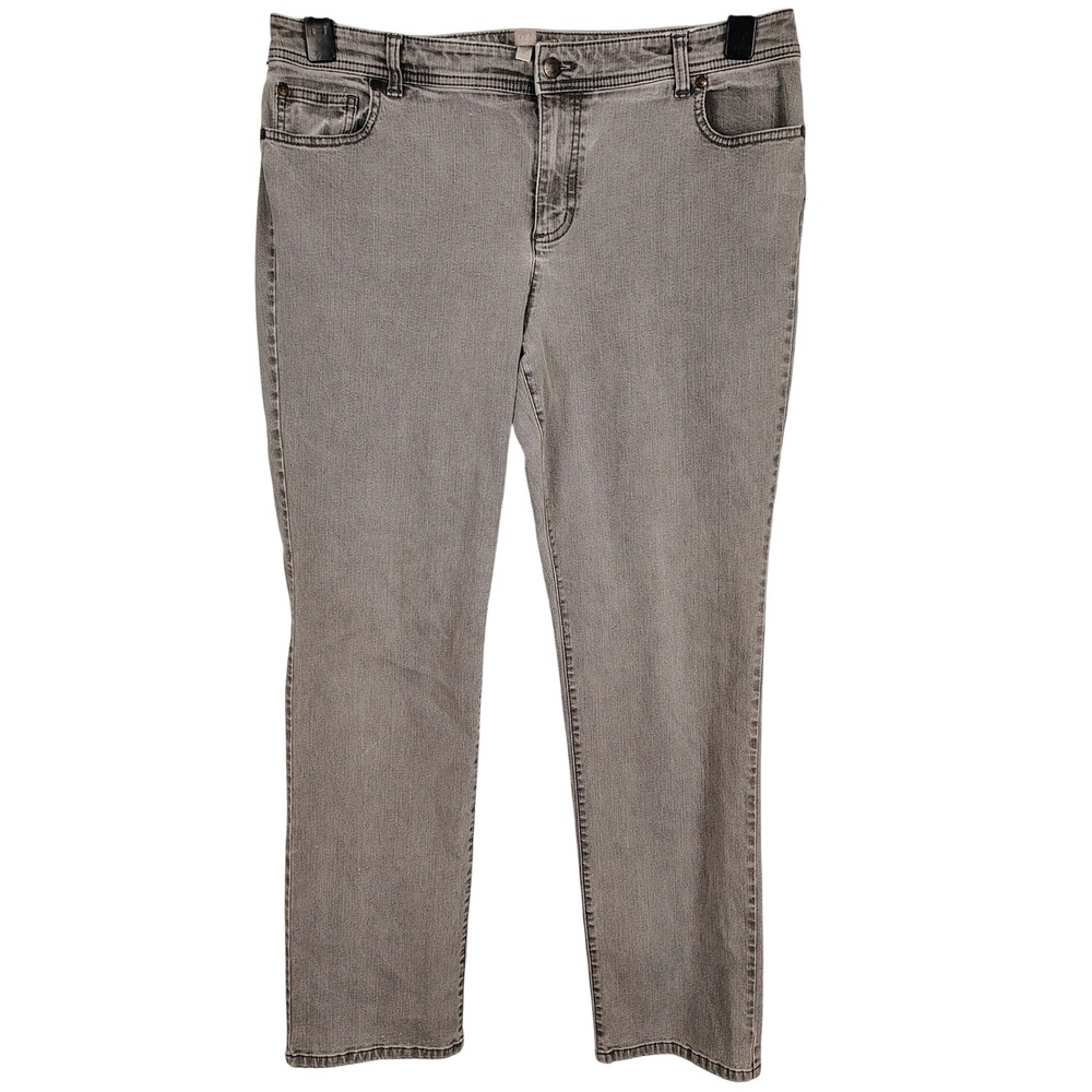 Chico's Womens SZ 2.5 Straight Leg Jeans Grey Cotton Blend Classic Gorpcore